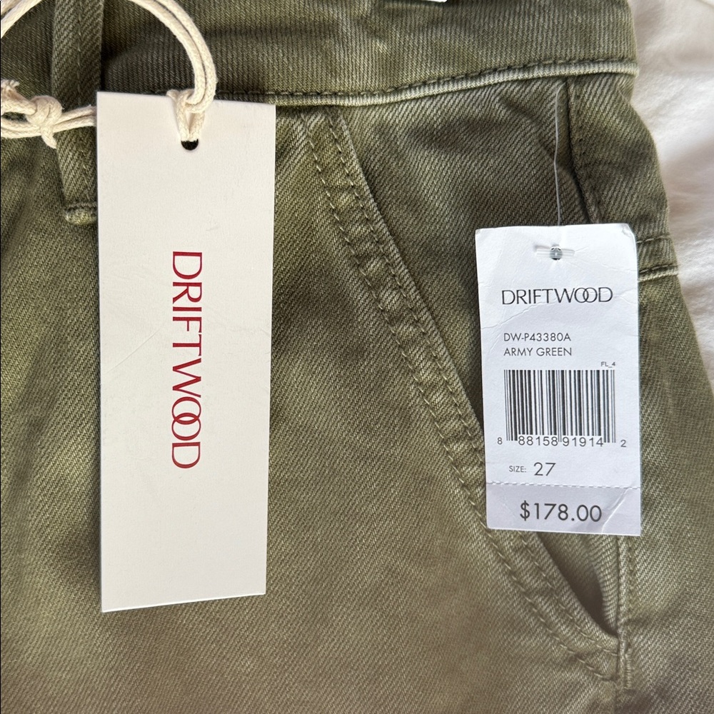 DRIFTWOOD Jeans Pants Barbara Barrel 100% Cotton Green Embroidery  size 27 - Picture 5 of 7